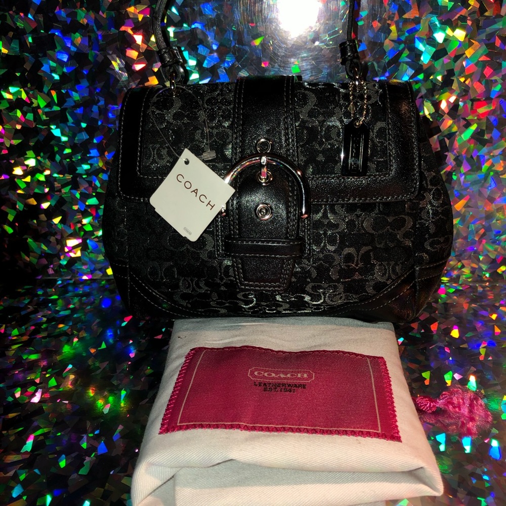 Coach top handle lurex Mini satchel black
